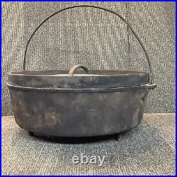 Vintage Large #14 Cast Iron Dutch Oven With Lid 3 Leg Unmarked