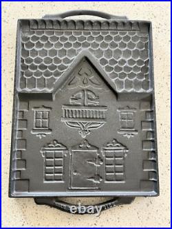 Vintage Large Cast Iron John Wright Gingerbread House Christmas 2 Sided Mold