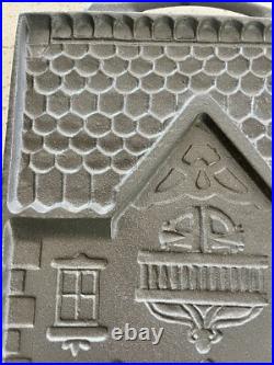 Vintage Large Cast Iron John Wright Gingerbread House Christmas 2 Sided Mold