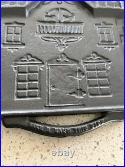 Vintage Large Cast Iron John Wright Gingerbread House Christmas 2 Sided Mold