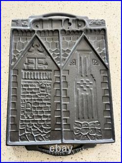 Vintage Large Cast Iron John Wright Gingerbread House Christmas 2 Sided Mold