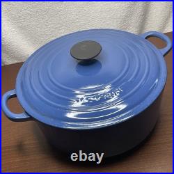 Vintage Le Creuset #26 5 1/2 Quart Dutch Oven Blue Made In France FRENCH