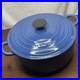 Vintage Le Creuset #26 5 1/2 Quart Dutch Oven Blue Made In France FRENCH