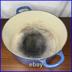 Vintage Le Creuset #26 5 1/2 Quart Dutch Oven Blue Made In France FRENCH