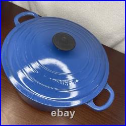 Vintage Le Creuset #26 5 1/2 Quart Dutch Oven Blue Made In France FRENCH