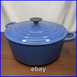 Vintage Le Creuset #26 5 1/2 Quart Dutch Oven Blue Made In France FRENCH