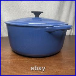 Vintage Le Creuset #26 5 1/2 Quart Dutch Oven Blue Made In France FRENCH
