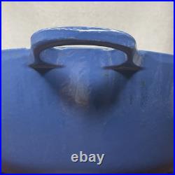 Vintage Le Creuset #26 5 1/2 Quart Dutch Oven Blue Made In France FRENCH