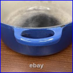 Vintage Le Creuset #26 5 1/2 Quart Dutch Oven Blue Made In France FRENCH