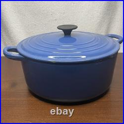 Vintage Le Creuset #26 5 1/2 Quart Dutch Oven Blue Made In France FRENCH