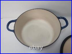 Vintage Le Creuset 3.5 qt. D Blue Enamel Cast Iron Dutch oven Pot Made in France