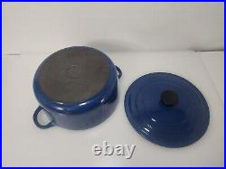 Vintage Le Creuset 3.5 qt. D Blue Enamel Cast Iron Dutch oven Pot Made in France