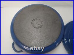 Vintage Le Creuset 3.5 qt. D Blue Enamel Cast Iron Dutch oven Pot Made in France