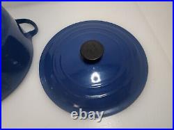 Vintage Le Creuset 3.5 qt. D Blue Enamel Cast Iron Dutch oven Pot Made in France