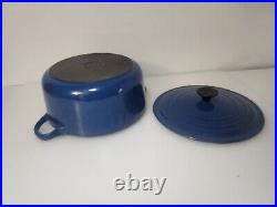 Vintage Le Creuset 3.5 qt. D Blue Enamel Cast Iron Dutch oven Pot Made in France