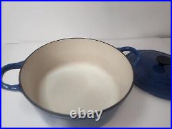 Vintage Le Creuset 3.5 qt. D Blue Enamel Cast Iron Dutch oven Pot Made in France