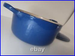 Vintage Le Creuset 3.5 qt. D Blue Enamel Cast Iron Dutch oven Pot Made in France