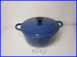 Vintage Le Creuset 3.5 qt. D Blue Enamel Cast Iron Dutch oven Pot Made in France