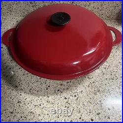 Vintage Le Creuset #30 Red Cast Iron Braiser Pan with Lid 3.5 QT