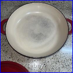 Vintage Le Creuset #30 Red Cast Iron Braiser Pan with Lid 3.5 QT