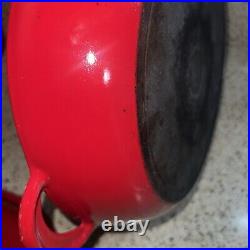 Vintage Le Creuset #30 Red Cast Iron Braiser Pan with Lid 3.5 QT