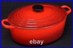 Vintage Le Creuset Cerise Enameled No 29 Cast Iron Oval Roast Dutch Oven Ex Cond