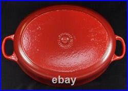 Vintage Le Creuset Cerise Enameled No 29 Cast Iron Oval Roast Dutch Oven Ex Cond