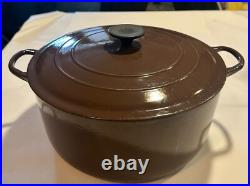 Vintage Le Creuset Dutch Oven 7 1/4 Qt Chocolate Brown G Cast Iron, 11