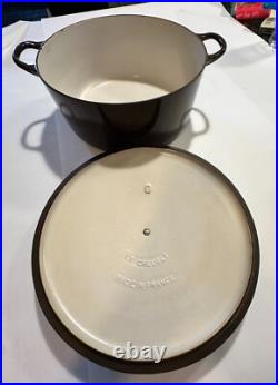 Vintage Le Creuset Dutch Oven 7 1/4 Qt Chocolate Brown G Cast Iron, 11