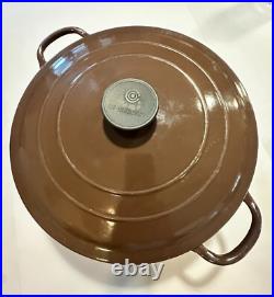 Vintage Le Creuset Dutch Oven 7 1/4 Qt Chocolate Brown G Cast Iron, 11
