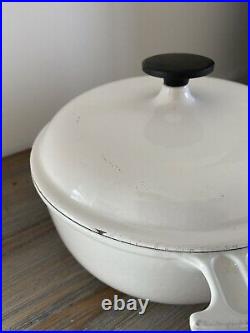 Vintage Le Creuset Dutch Oven Pot #20 White Enzo Mari La Mama Made In France