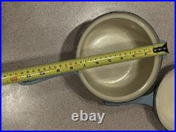 Vintage Le Creuset Enameled Cast Iron Pan Set Blue Set of 3