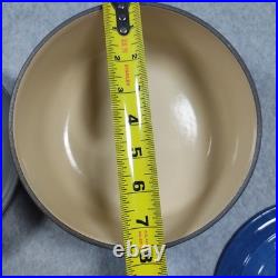 Vintage Le Creuset Enameled Cast Iron Pan Set Cobalt Blue Set of 2
