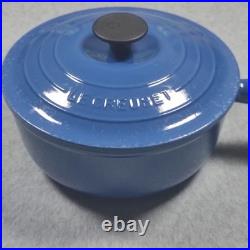 Vintage Le Creuset Enameled Cast Iron Pan Set Cobalt Blue Set of 2