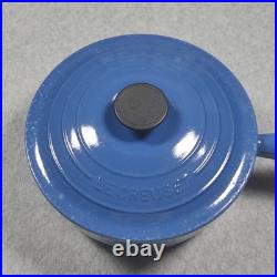 Vintage Le Creuset Enameled Cast Iron Pan Set Cobalt Blue Set of 2
