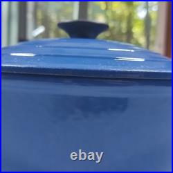 Vintage Le Creuset Enameled Cast Iron Pan Set Cobalt Blue Set of 2
