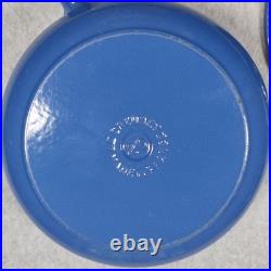Vintage Le Creuset Enameled Cast Iron Pan Set Cobalt Blue Set of 2
