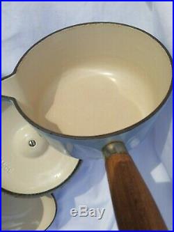 Vintage Le Creuset Enameled cast iron cookware set skillet sauce pots Light Blue