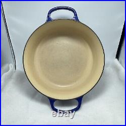 Vintage Le Creuset France #28 Blue Enamled Cast Iron Dutch Oven 7.25 Qt