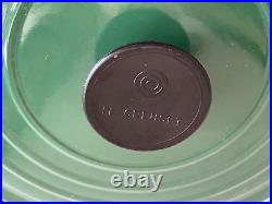 Vintage Le Creuset France Cast Iron #24 Green Round Dutch Oven Grill Bottom