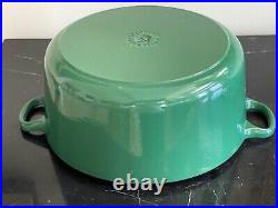 Vintage Le Creuset France Cast Iron #24 Green Round Dutch Oven Grill Bottom