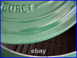 Vintage Le Creuset France Cast Iron #24 Green Round Dutch Oven Grill Bottom