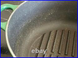Vintage Le Creuset France Cast Iron #24 Green Round Dutch Oven Grill Bottom