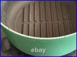 Vintage Le Creuset France Cast Iron #24 Green Round Dutch Oven Grill Bottom