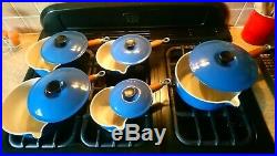 Vintage Le Creuset Set 5 Cast Iron Pans & Lids