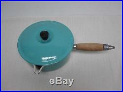 Vintage Le Creuset Turquoise Blue 2 Quart Spouted Covered Sauce Pan #20