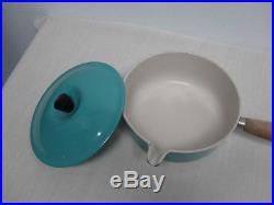 Vintage Le Creuset Turquoise Blue 2 Quart Spouted Covered Sauce Pan #20