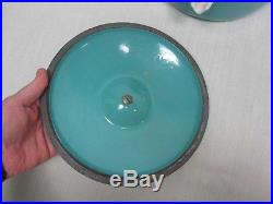 Vintage Le Creuset Turquoise Blue 2 Quart Spouted Covered Sauce Pan #20