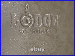 Vintage Lodge 15-1/4 Cast Iron Skillet USA D 14SK 2 5 Deep #14 Lid EC SEASONED