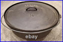 Vintage Lodge #16 Cast Iron Discontinued Camp Dutch Oven Scouts Excellent Cond